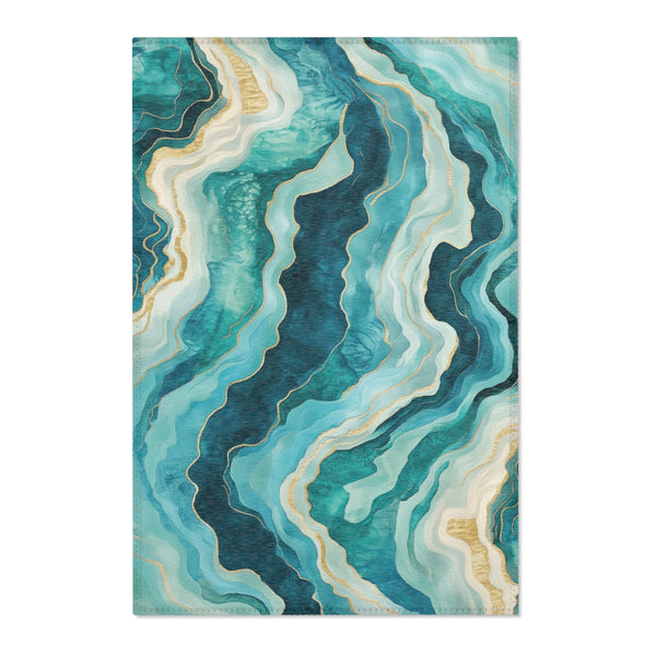 Turquoise Drift Rug - Coastal Elegance in Motion