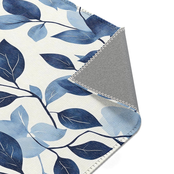 Serenity Blue Leaf Rug - Nature-Inspired Modern Elegance