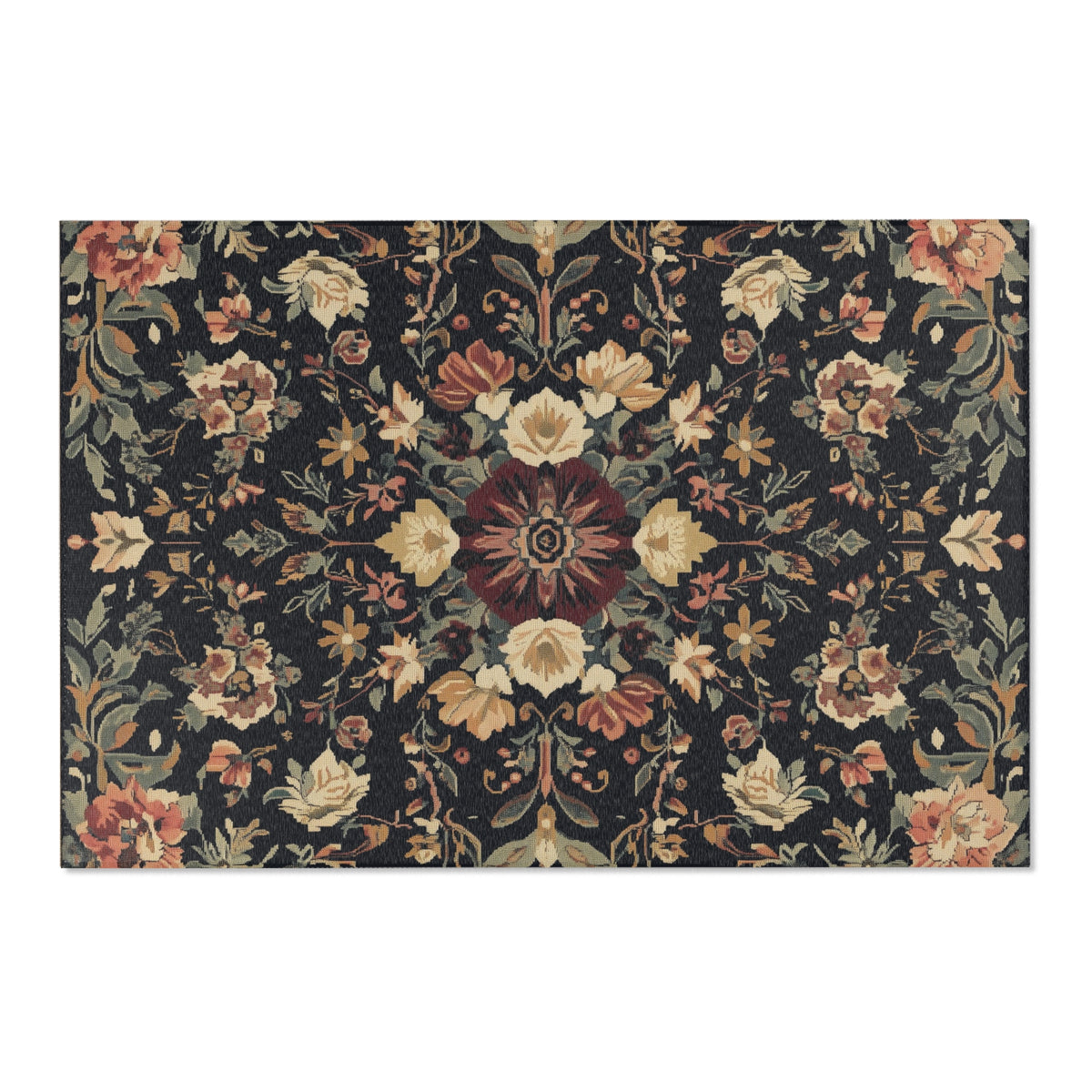 Midnight Bloom Rug - Nature-Inspired Nocturnal Elegance