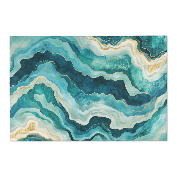 Turquoise Drift Rug - Coastal Elegance in Motion