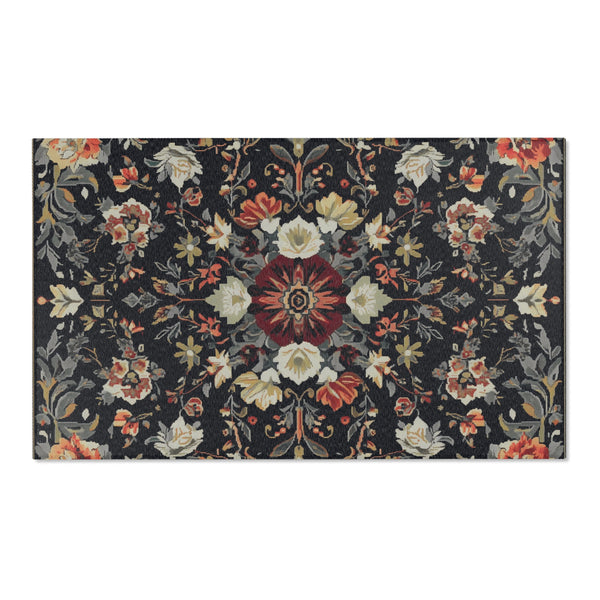 Moonlit Midnight Bloom Rug - Nocturnal Nature-Inspired Elegance