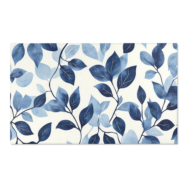 Serenity Blue Leaf Rug - Nature-Inspired Modern Elegance