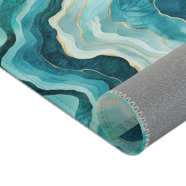 Turquoise Drift Rug - Coastal Elegance in Motion