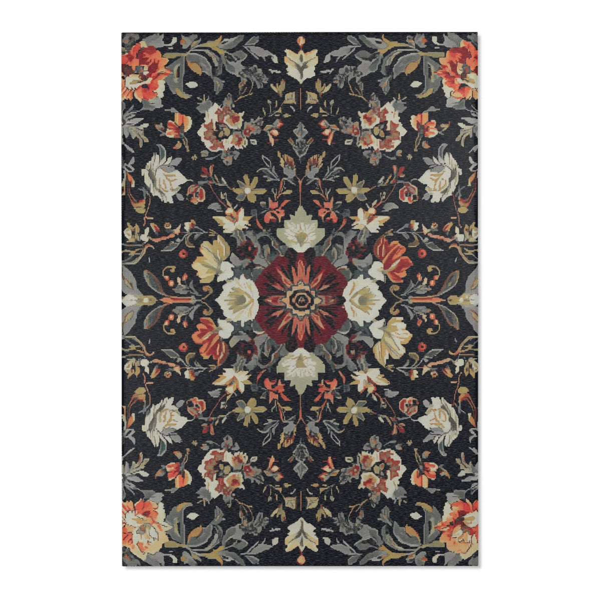 Moonlit Midnight Bloom Rug - Nocturnal Nature-Inspired Elegance