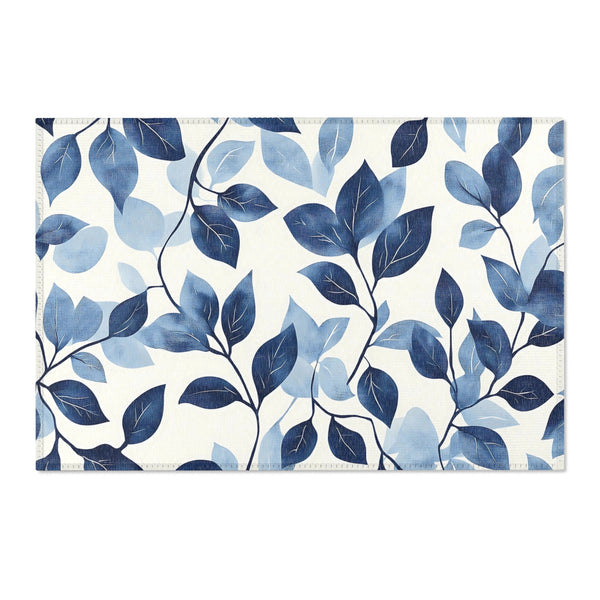 Serenity Blue Leaf Rug - Nature-Inspired Modern Elegance