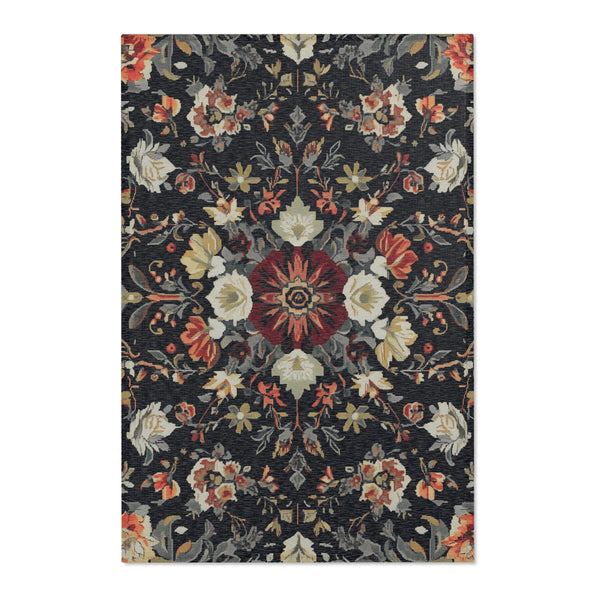 Moonlit Midnight Bloom Rug - Nocturnal Nature-Inspired Elegance