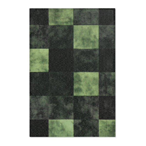 Verdant Grid Rug - Nature-Inspired Modern Geometry