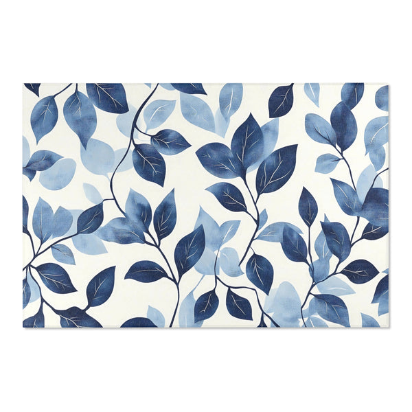 Elegant Blue Leaf Area Rug - Modern Home Decor for Cozy Living Spaces