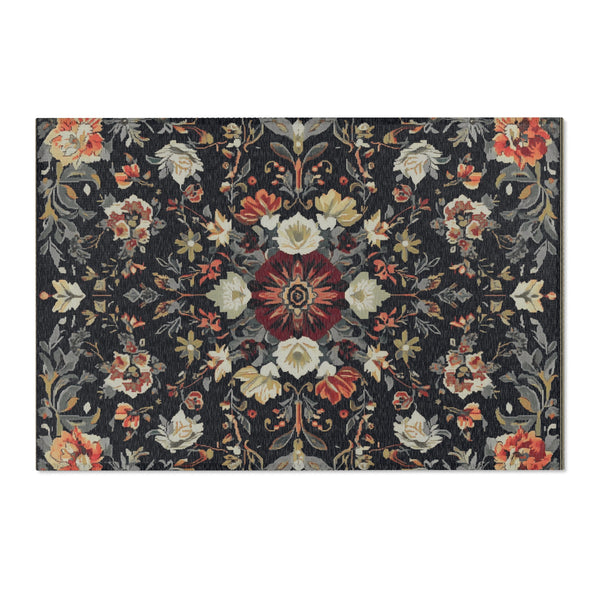 Moonlit Midnight Bloom Rug - Nocturnal Nature-Inspired Elegance