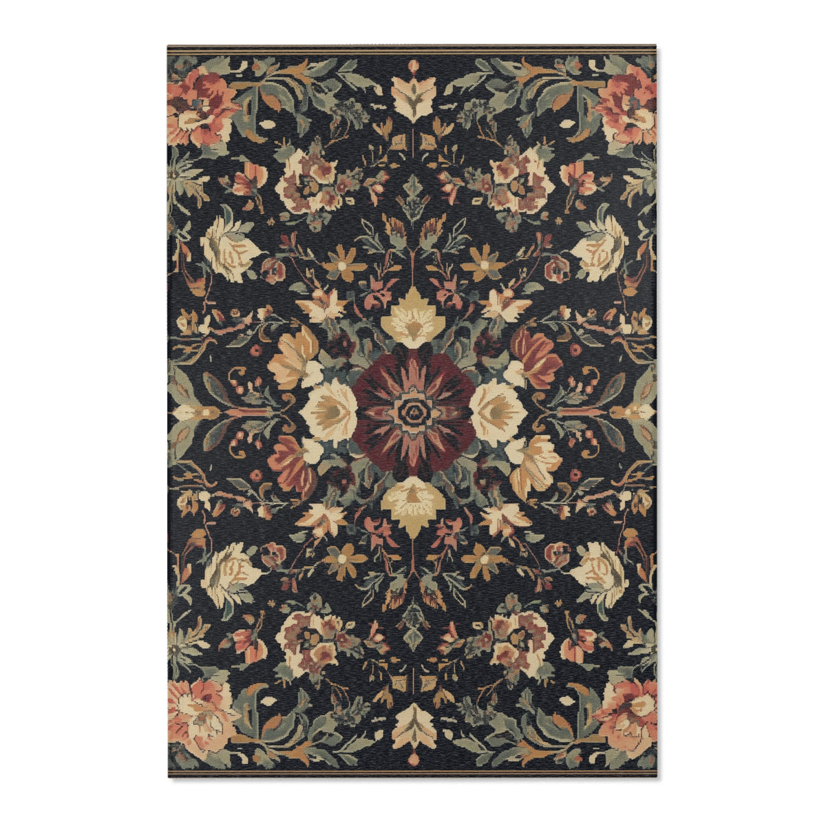 Midnight Bloom Rug - Nature-Inspired Nocturnal Elegance