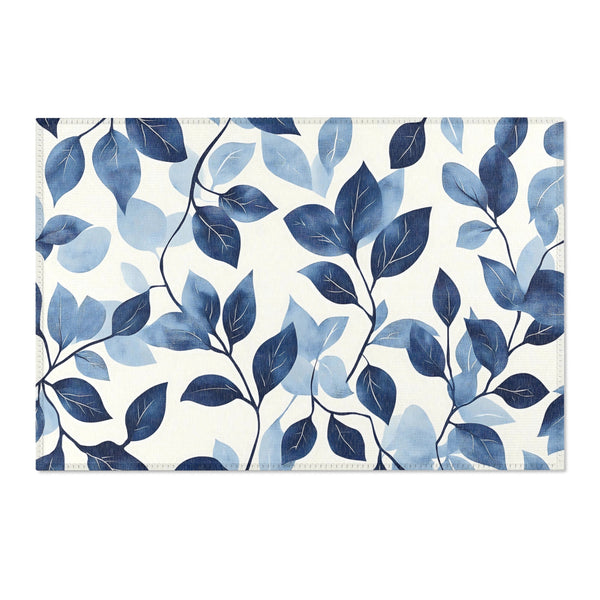 Elegant Blue Leaf Area Rug - Modern Home Decor for Cozy Living Spaces