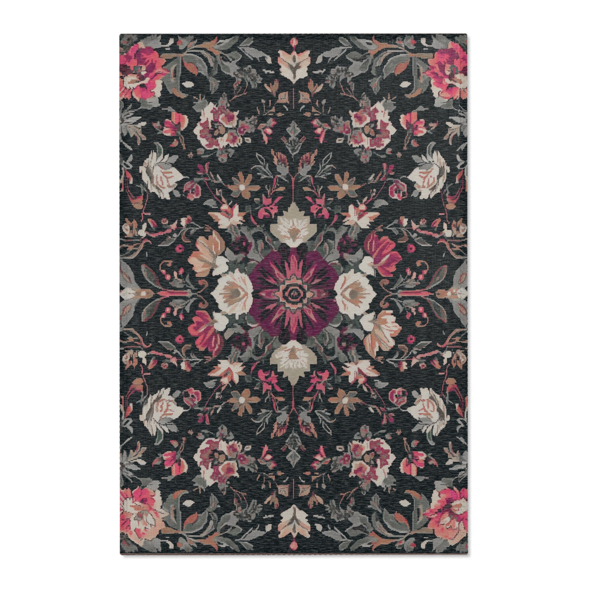 Cherry Midnight Bloom Rug - Nature-Inspired Elegance