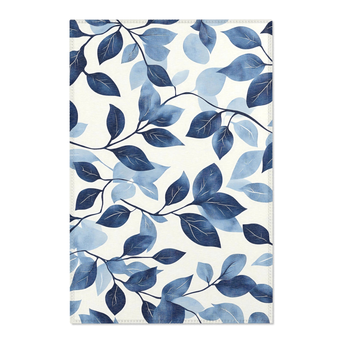 Serenity Blue Leaf Rug - Nature-Inspired Modern Elegance