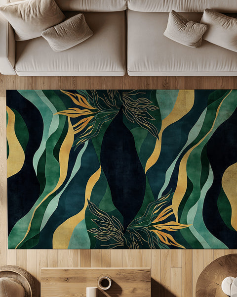 Emerald Current Rug - Flowing Elegance of Nature