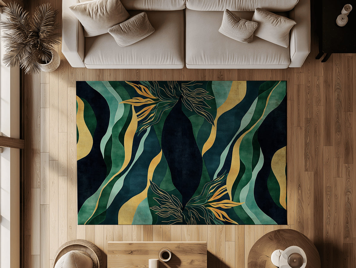 Emerald Current Rug - Flowing Elegance of Nature