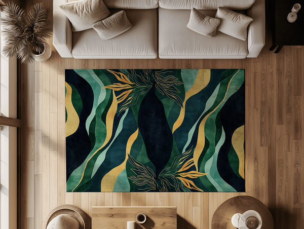 Emerald Current Rug - Flowing Elegance of Nature