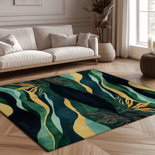 Emerald Current Rug - Flowing Elegance of Nature