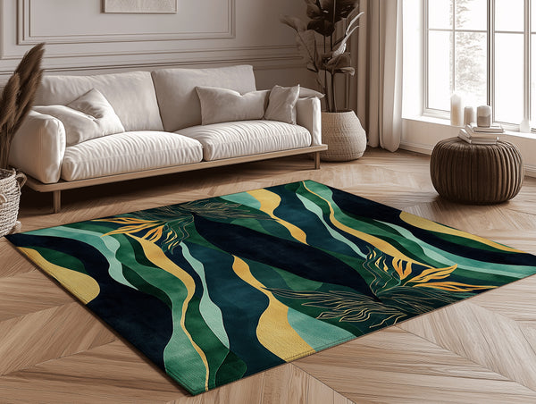 Emerald Current Rug - Flowing Elegance of Nature