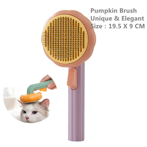 EasyClean™ Pumpkin Pro: Self-Cleaning Slicker Pet Brush - districtoasis - Purple