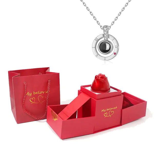 LoveWhispers™ Pendant 'I Love You' in 100 Languages with Luxe Rose-Top Gift Box - districtoasis - Silver (With box)
