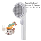 EasyClean™ Pumpkin Pro: Self-Cleaning Slicker Pet Brush - districtoasis - White