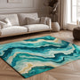 Turquoise Drift Rug - Coastal Elegance in Motion