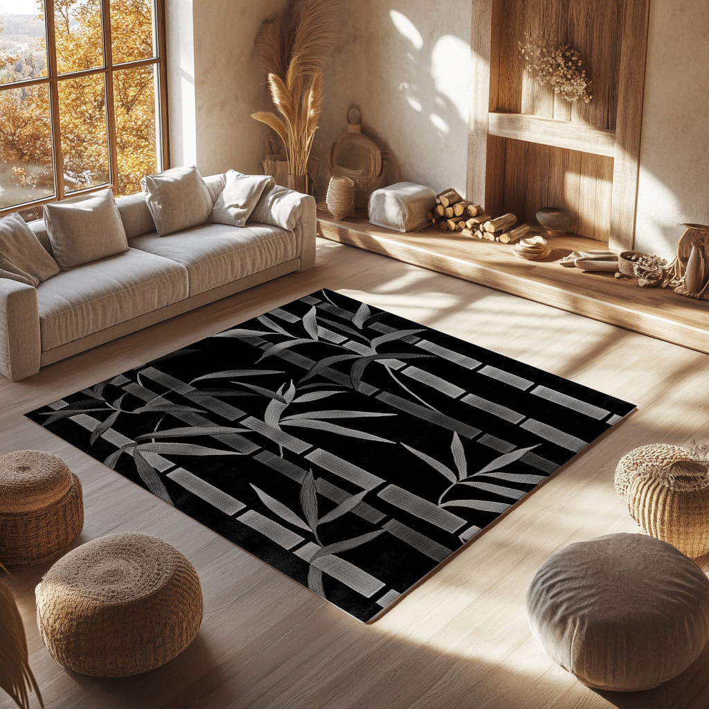 Midnight Bamboo – Nature-Inspired Area Rug