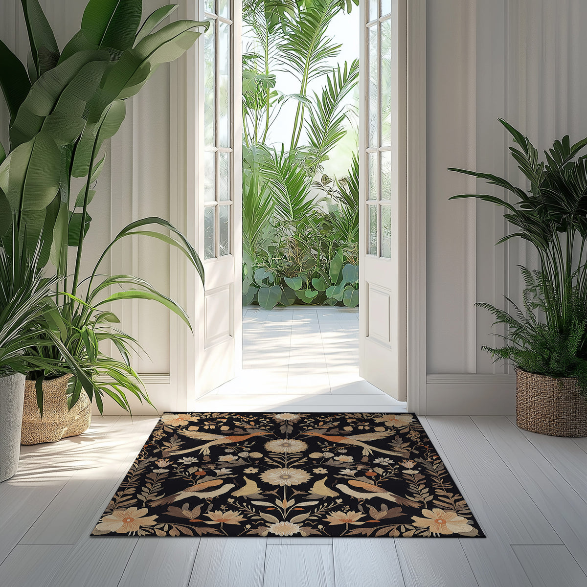 Exotic Birds During Fall – Nature-Inspired Area Rug