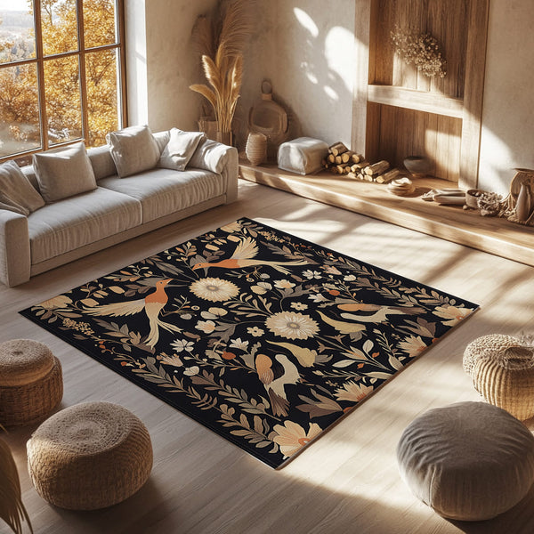 Exotic Birds During Fall – Nature-Inspired Area Rug