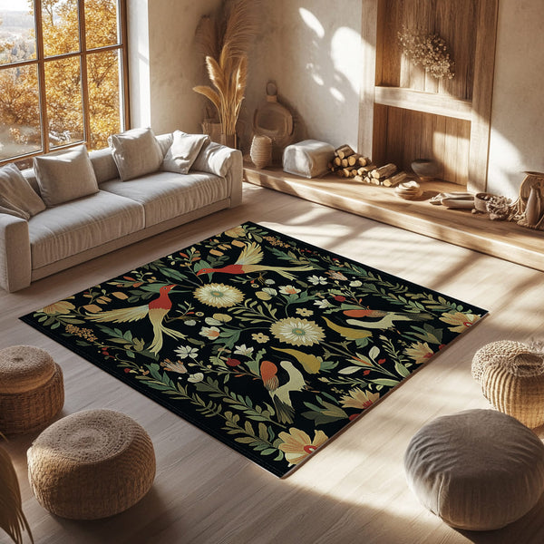 Exotic Birds During Summer– Nature-Inspired Area Rug