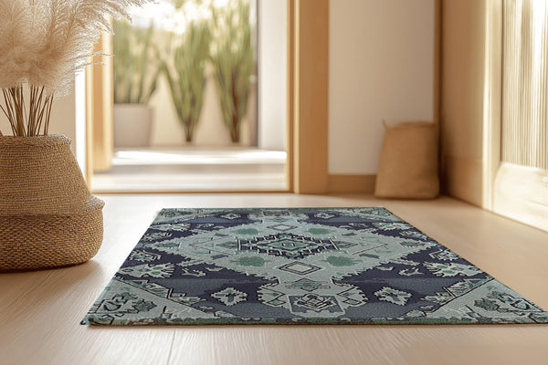 Blue Serenity Meadow Rug - Nature-Inspired Tranquility