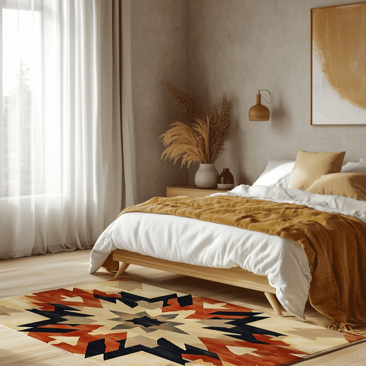 Bohemian Firelight Tapestry Rug | Nature - Inspired Rug by districtoasis