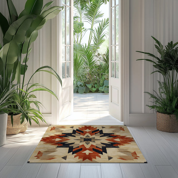 Bohemian Bronze Elegance Rug - Nature-Inspired Boho-Chic Décor