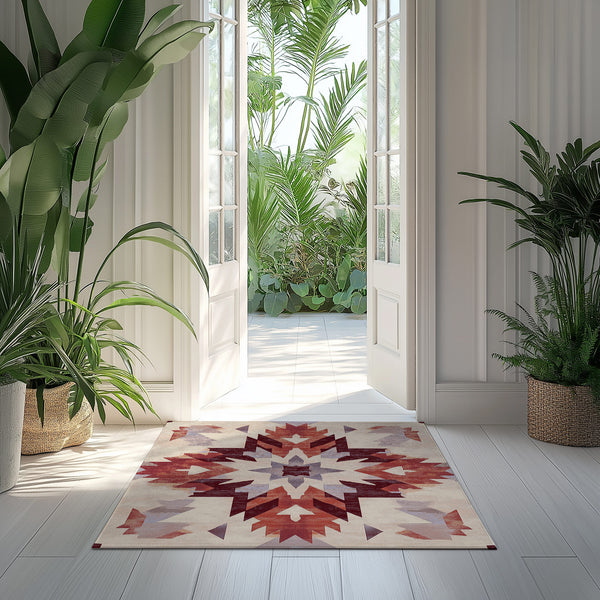 Bohemian Burgundy Luxe Rug - Nature-Inspired Artistic Décor