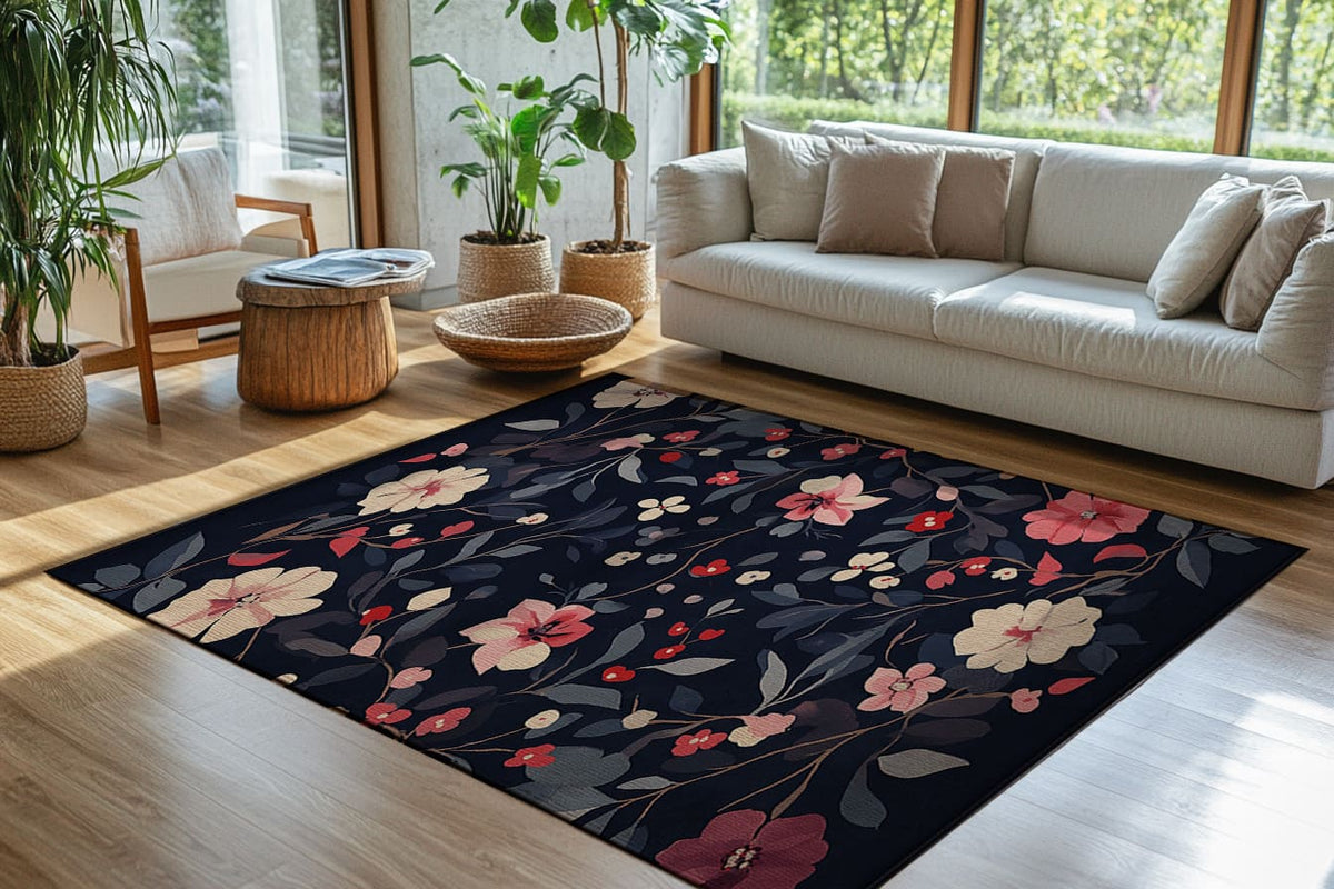 Elegant Floral Area Rug | Luxurious Home Decor for Cozy Spaces