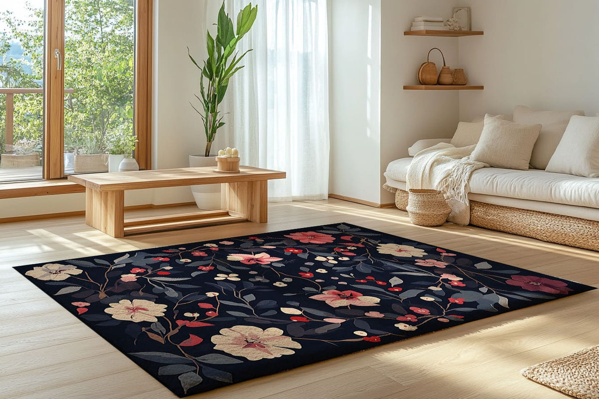 Elegant Floral Area Rug | Luxurious Home Decor for Cozy Spaces