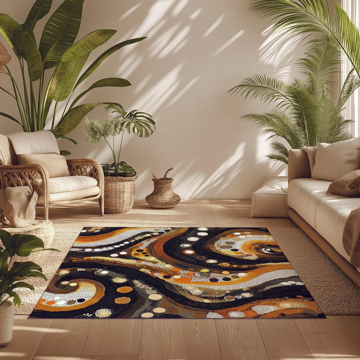 Desert Tranquility Rug - Dot Art Nature-Inspired Elegance