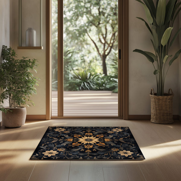 Exotic Dark Flora – Nature-Inspired Area Rug