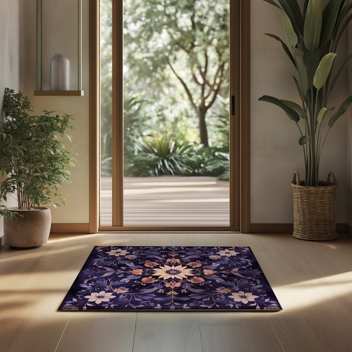 Exotic Purple Flora – Nature-Inspired Area Rug