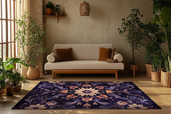 Exotic Purple Flora – Nature-Inspired Area Rug