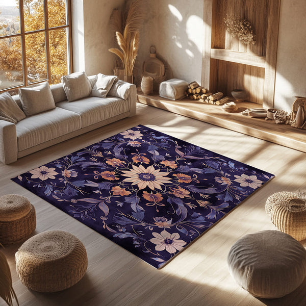 Exotic Purple Flora – Nature-Inspired Area Rug