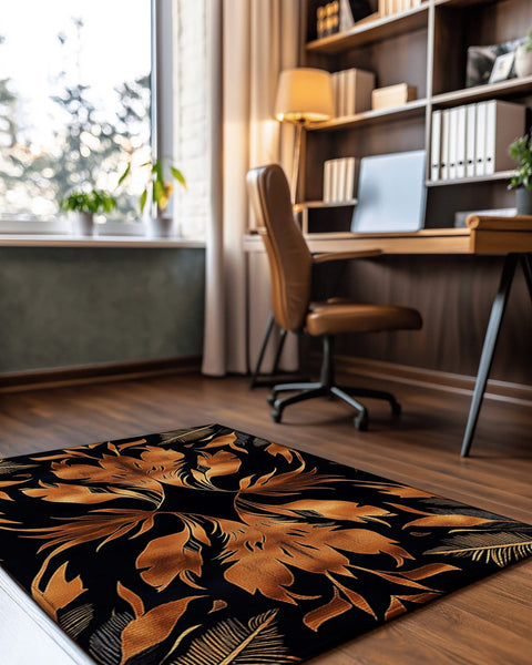 Golden Feather Radiance Rug | Nature - Inspired Rug by districtoasis