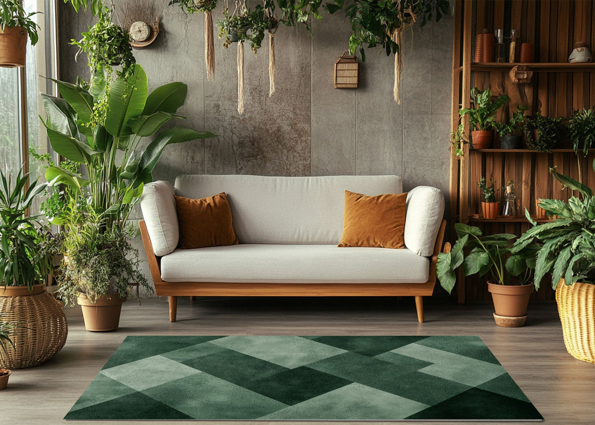 Modern Moss Geometric Area Rug for Stylish Home Décor