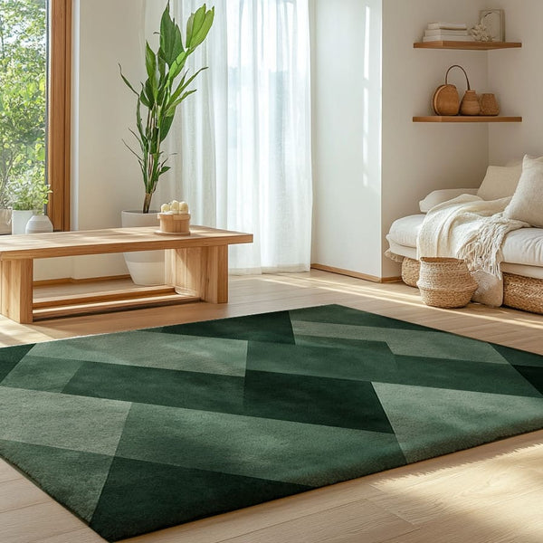 Modern Moss Geometric Area Rug for Stylish Home Décor