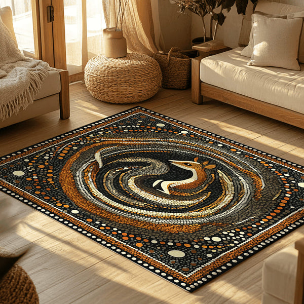 Meadow Whisper Rug - Nature-Inspired Dot Art Elegance