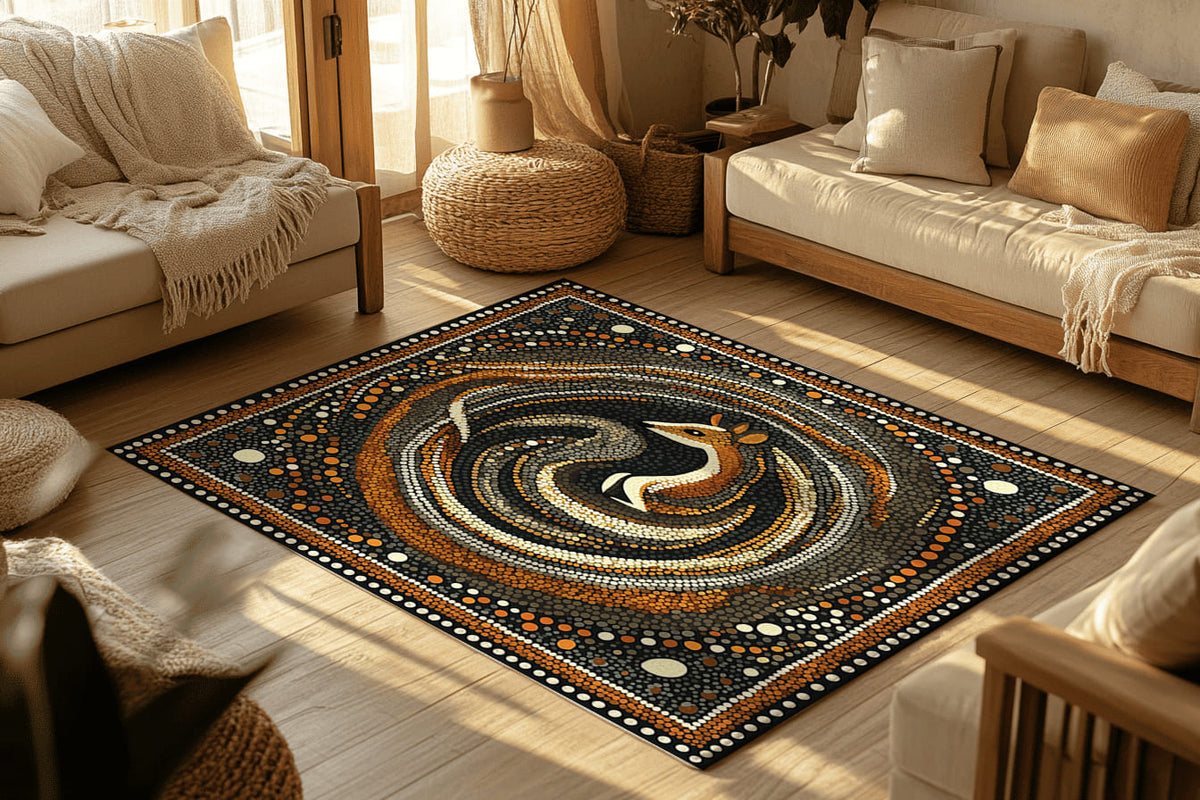 Meadow Whisper Rug - Nature-Inspired Dot Art Elegance