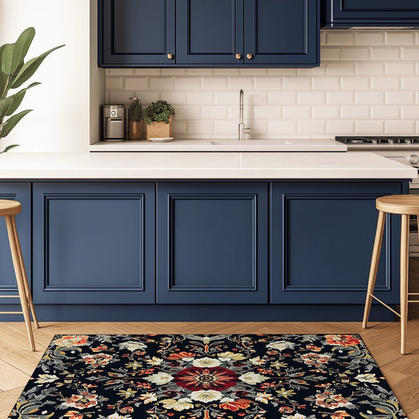 Midnight Bloom Rug | Nature - Inspired Rug by districtoasis