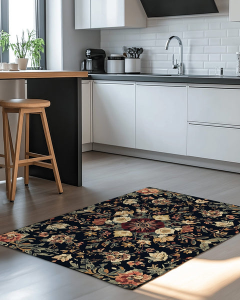 Midnight Bloom Rug | Nature - Inspired Rug by districtoasis