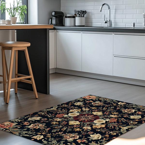 Midnight Bloom Rug | Nature - Inspired Rug by districtoasis