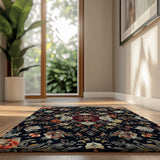 Midnight Bloom Rug | Nature - Inspired Rug by districtoasis